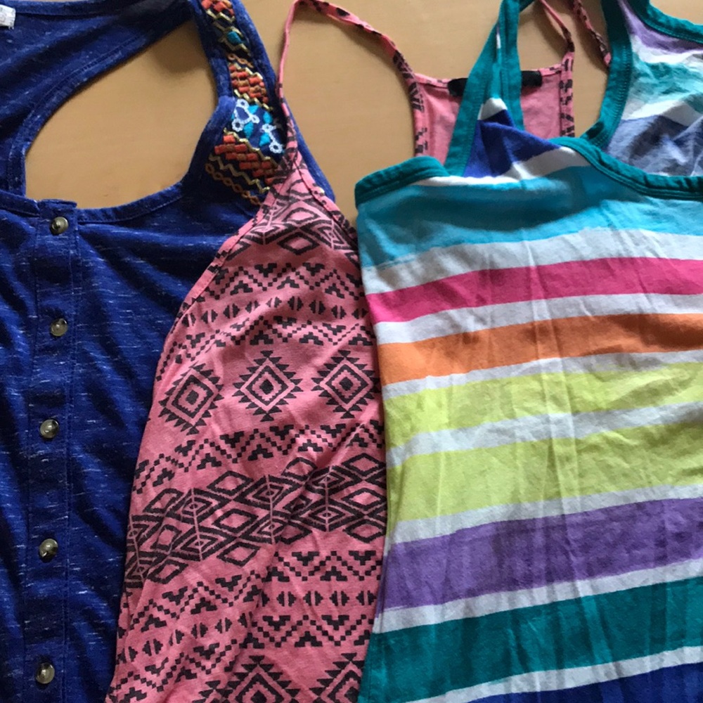 3 summery tank tops, size small & medium